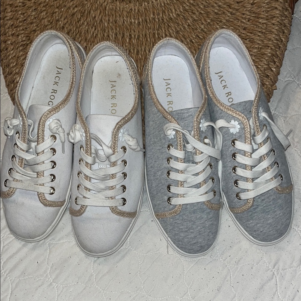 Two Pairs Jack Rogers White and Gray Sneakers